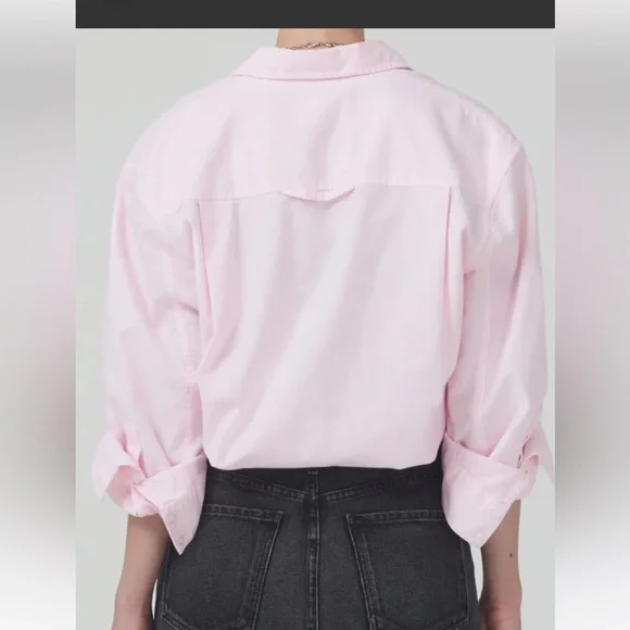 Citizens of Humanity - Aave Oversized Cuff Shirt in Oxford Guava - Picture 2 of 8